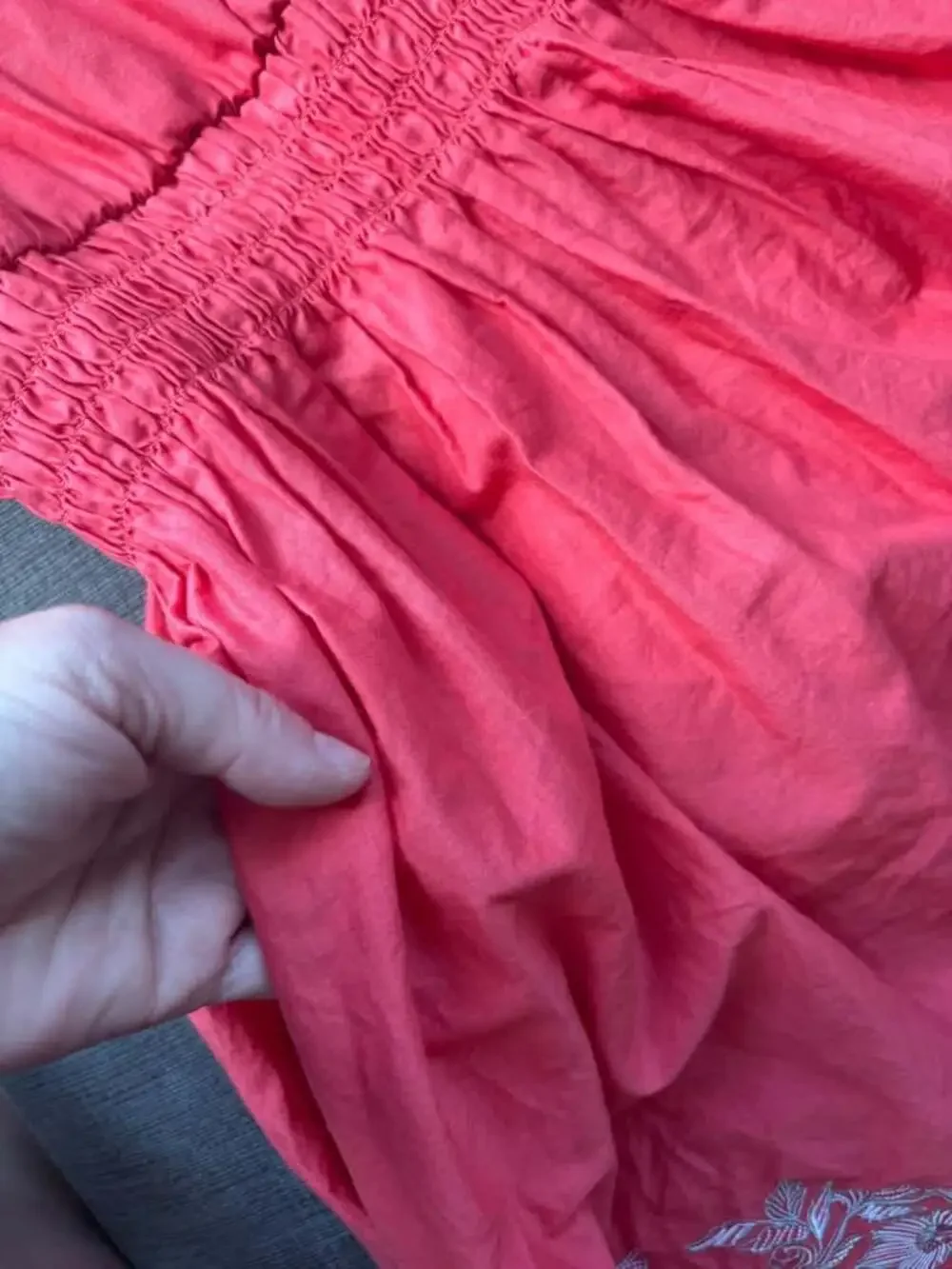 American Girl Doll Sunny Day Dress for Girls sz 16 Coral Red Embroidered Size